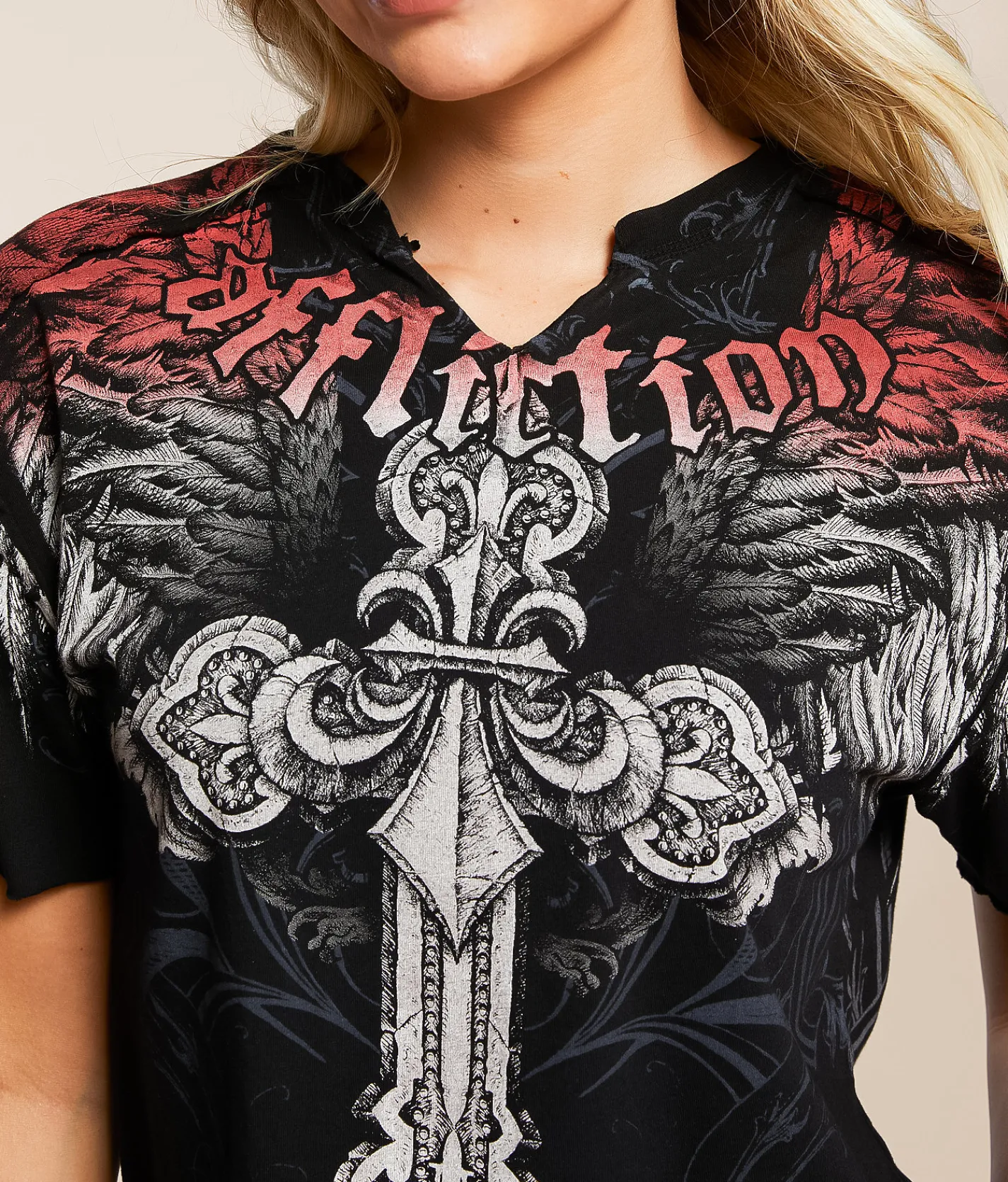Tops | Affliction Angelo Cropped T-Shirt Black