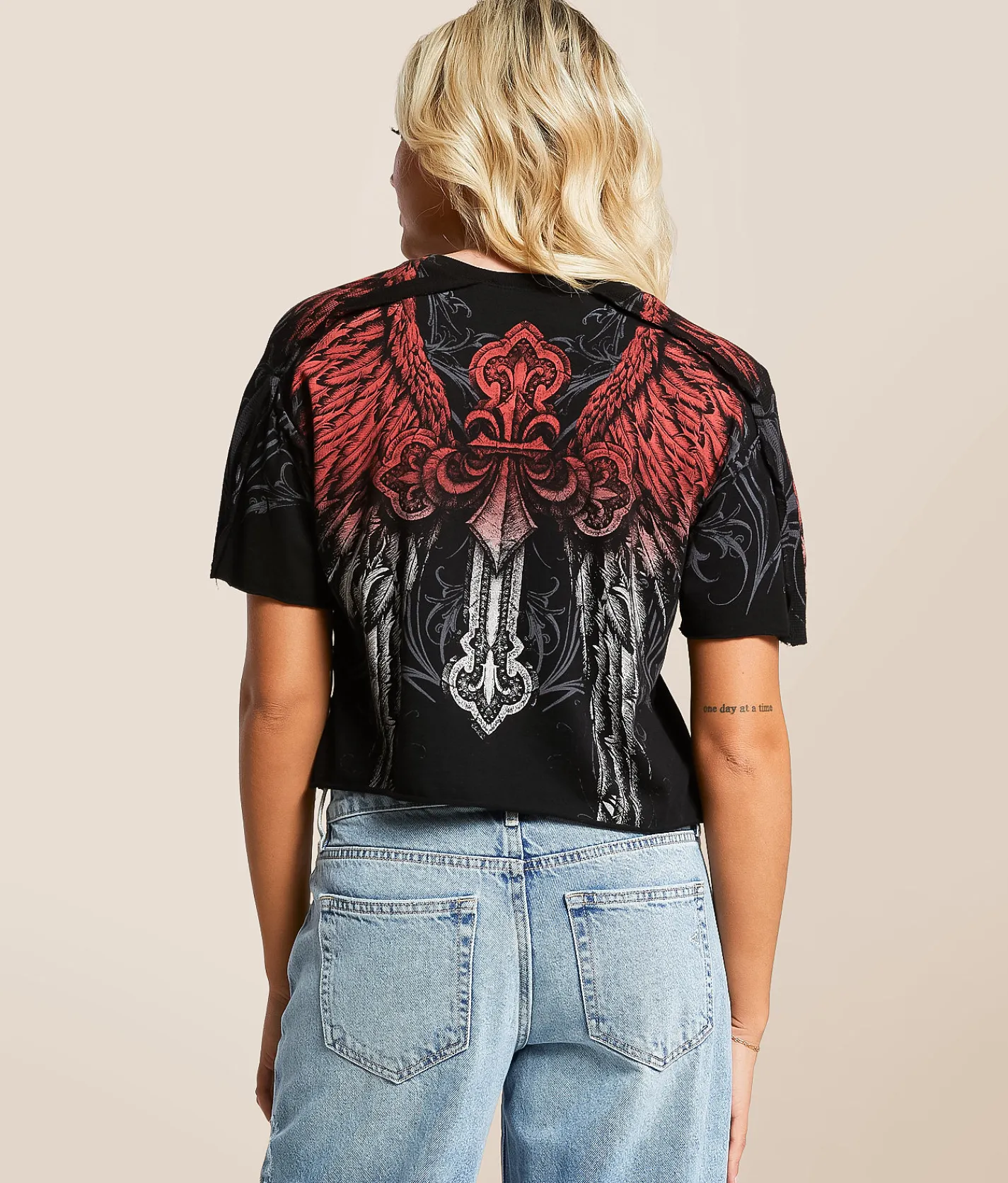 Tops | Affliction Angelo Cropped T-Shirt Black