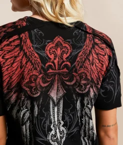 Tops | Affliction Angelo Cropped T-Shirt Black