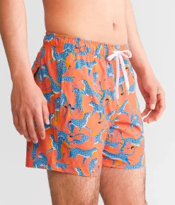 Bottoms|Swimwear | Maven Co-op Animal Stretch Swim Trunks Orange Multi