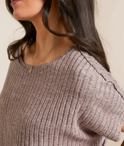 White Crow Anna Ribbed Top Peppercorn New
