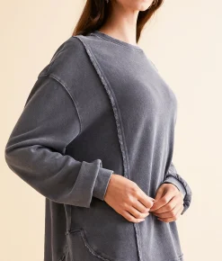 White Crow Annie Washed Pullover Black Sands Discount