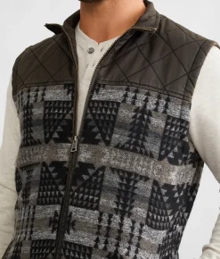 BKE Antique Aztec Vest Brown Grey Clearance
