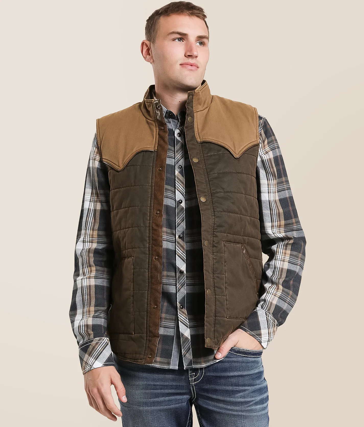 Tops|Coats & Jackets | Gentry County Antique Canvas Vest Brown