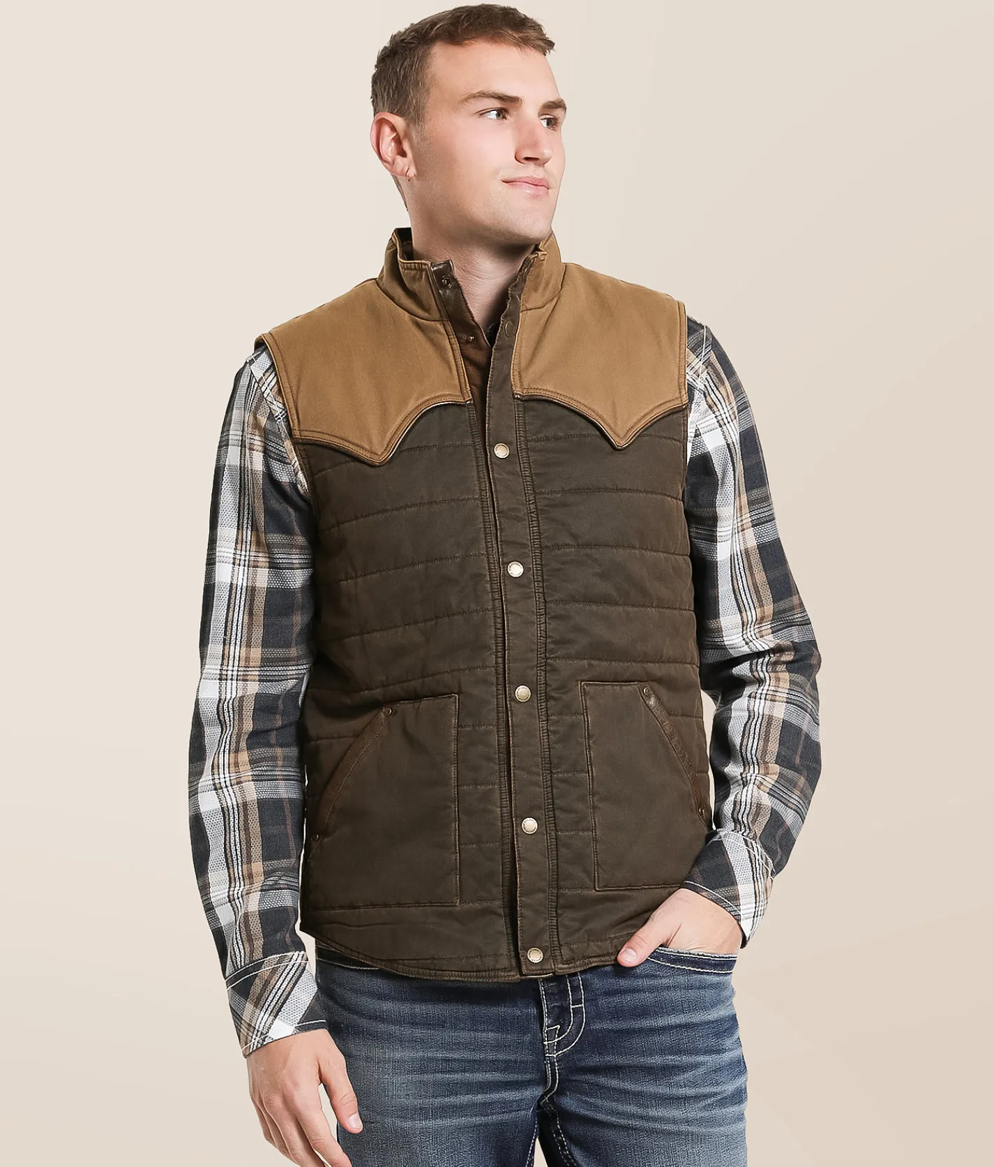 Tops|Coats & Jackets | Gentry County Antique Canvas Vest Brown