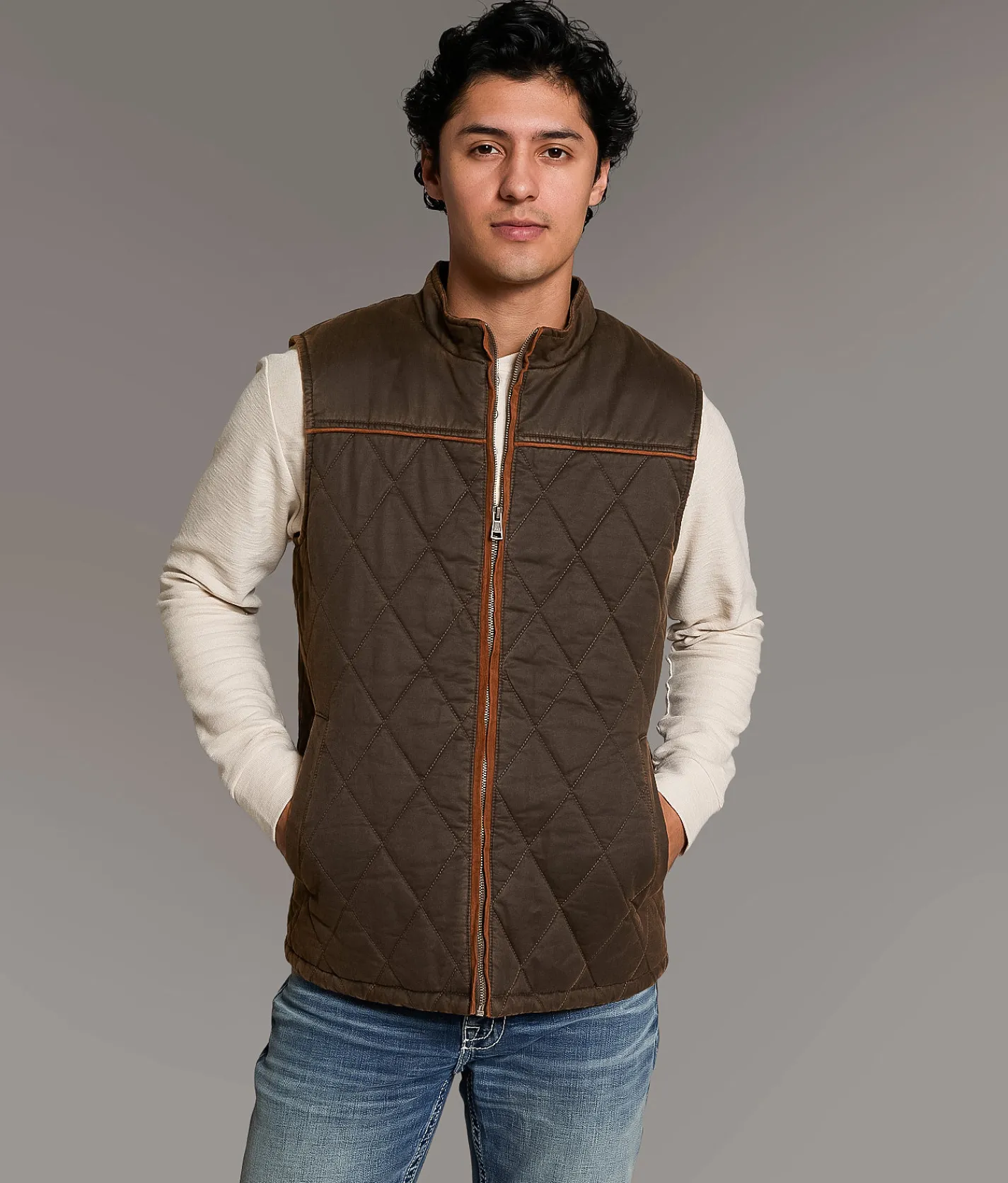 Tops|Coats & Jackets | BKE Antique Quilted Vest Brown