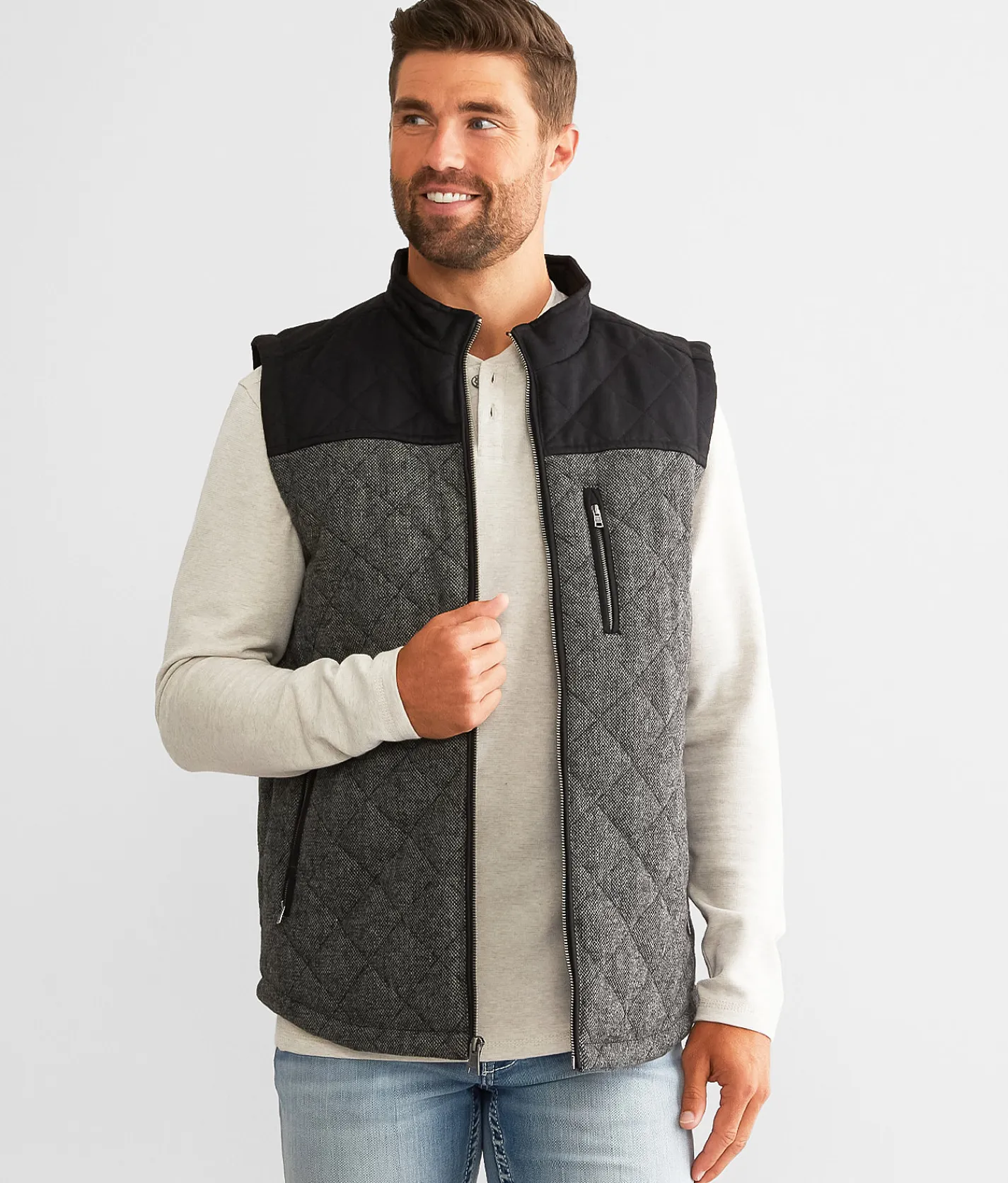 BKE Antique Wool Blend Vest Black Best