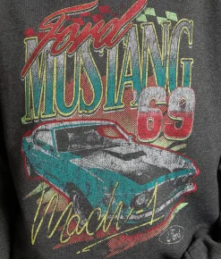Tops | Merch Traffic '69 Ford Mustang Oversized Pullover Washed Black