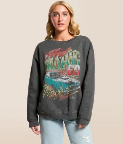 Tops | Merch Traffic '69 Ford Mustang Oversized Pullover Washed Black