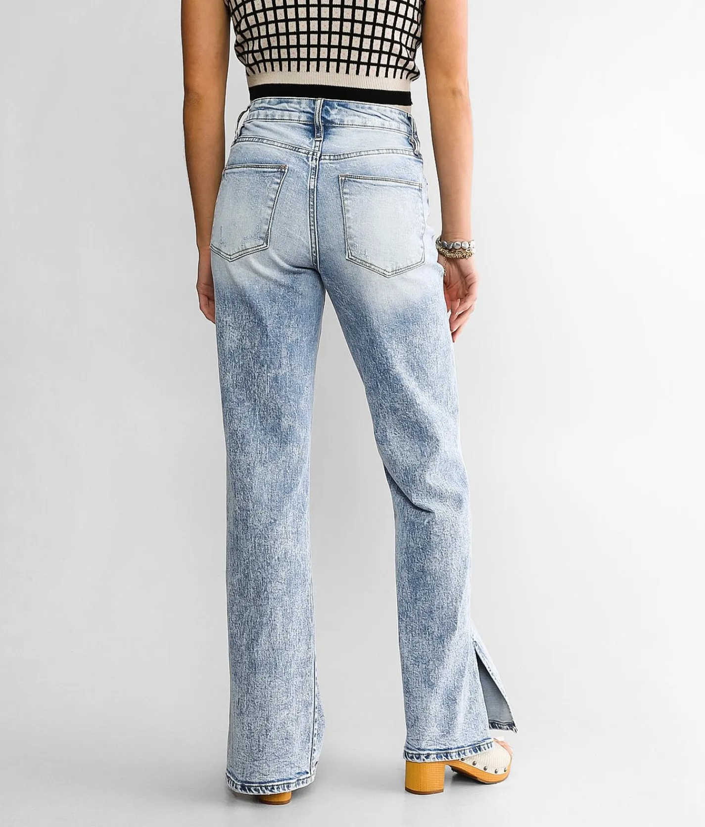 Jeans|Bottoms | Gilded Intent 90's Split Hem Wide Leg Stretch Jean Everest