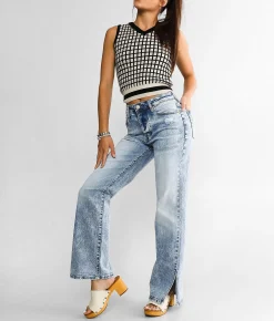 Jeans|Bottoms | Gilded Intent 90's Split Hem Wide Leg Stretch Jean Everest