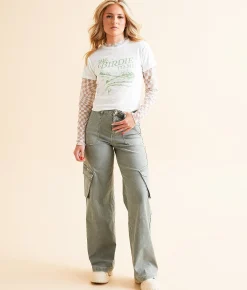 Gilded Intent 90's Wide Leg Cargo Stretch Pant Agave Green Outlet