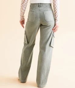 Gilded Intent 90's Wide Leg Cargo Stretch Pant Agave Green Outlet