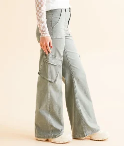 Gilded Intent 90's Wide Leg Cargo Stretch Pant Agave Green Outlet