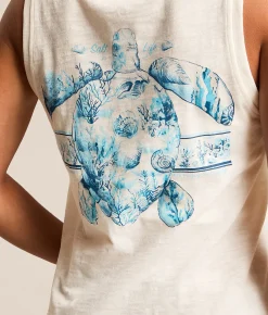 Tops | Salt Life Aquarium Front Tie Tank Top Cream