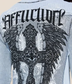 Tops | Affliction Arctic Light Thermal Ashley Blue Lava Wash