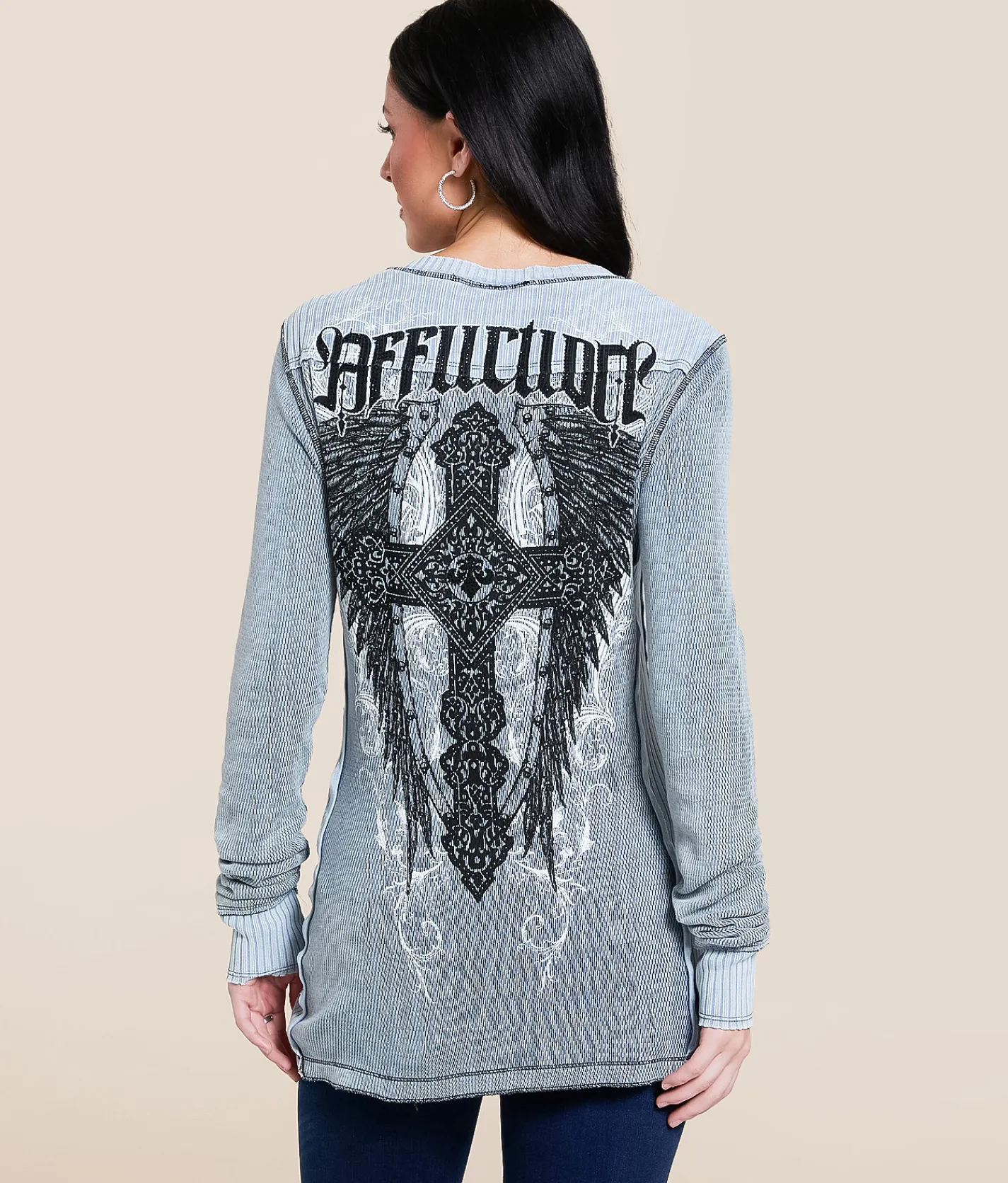 Tops | Affliction Arctic Light Thermal Ashley Blue Lava Wash