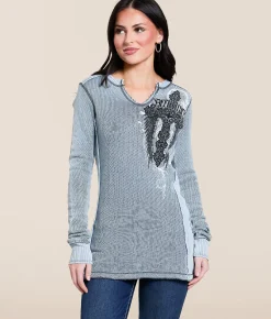 Tops | Affliction Arctic Light Thermal Ashley Blue Lava Wash