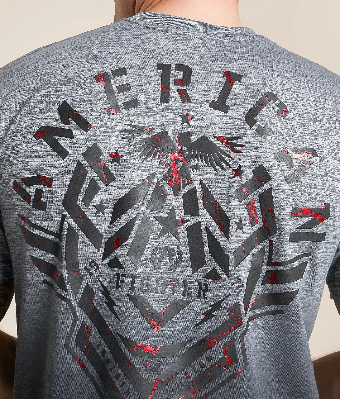 Tops|Graphic T-Shirts | American Fighter Aredale T-Shirt Heather Grey Tetris