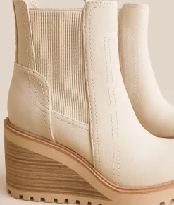 Mia Arelis Wedge Ankle Boot Ecru Clearance