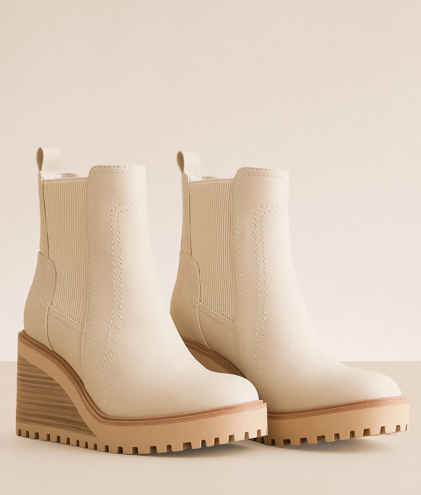 Mia Arelis Wedge Ankle Boot Ecru Clearance