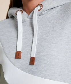 Wanakome Ariel Color Block Hooded Sweatshirt Light Heather Grey Mix Clearance