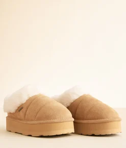 Shoes | Bearpaw Ari Platform Leather Slipper Iced Coffee Solid
