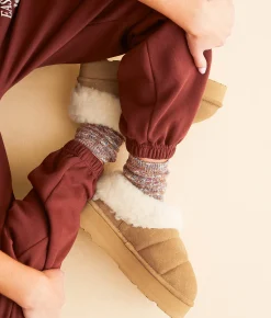 Shoes | Bearpaw Ari Platform Leather Slipper Iced Coffee Solid