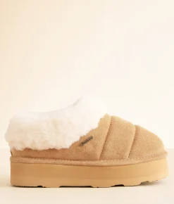 Shoes | Bearpaw Ari Platform Leather Slipper Iced Coffee Solid