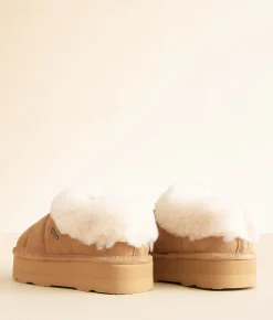 Shoes | Bearpaw Ari Platform Leather Slipper Iced Coffee Solid