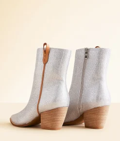 Shoes | Beast Fashion Arisa Glitz Western Ankle Boot Silver