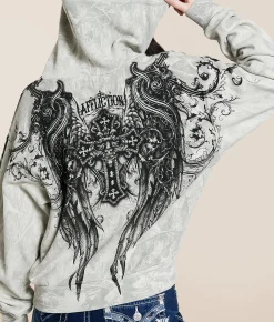 Affliction Aristocrat Hooded Sweatshirt White Sale