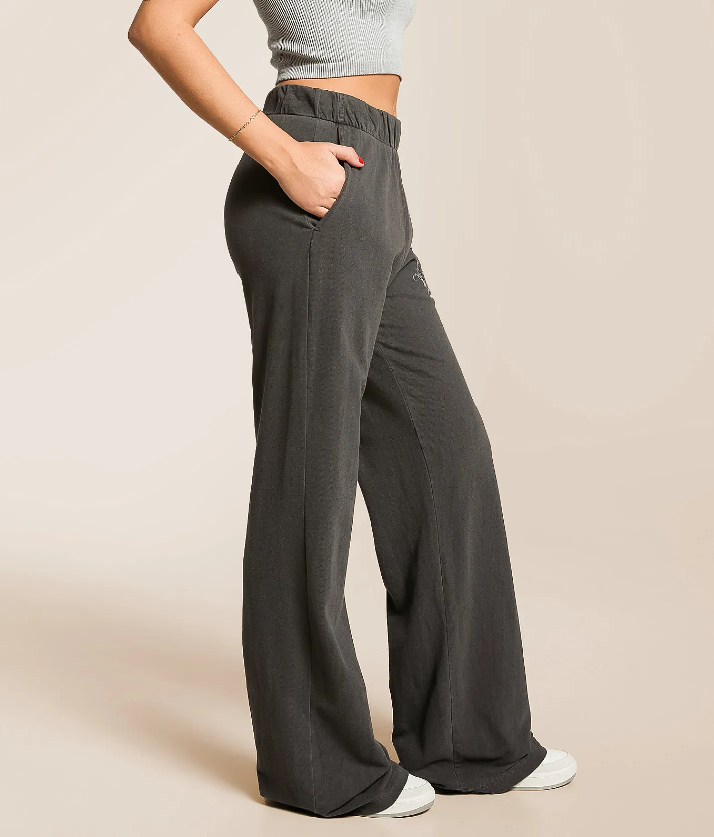 Bottoms | Affliction Aristocrat Wide Leg Pant Volcanic Ash Pigment Dye