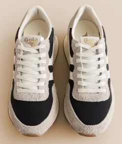 Gola® Arizona Leather Sneaker Black Feather Grey White Hot