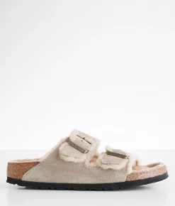 Birkenstock® Arizona Suede Shearling Sandal Taupe Sandcastle Discount