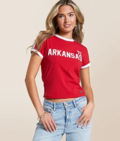 Tops | HYPE AND VICE Arkansas Razorbacks Baby Cropped T-Shirt Cardinal