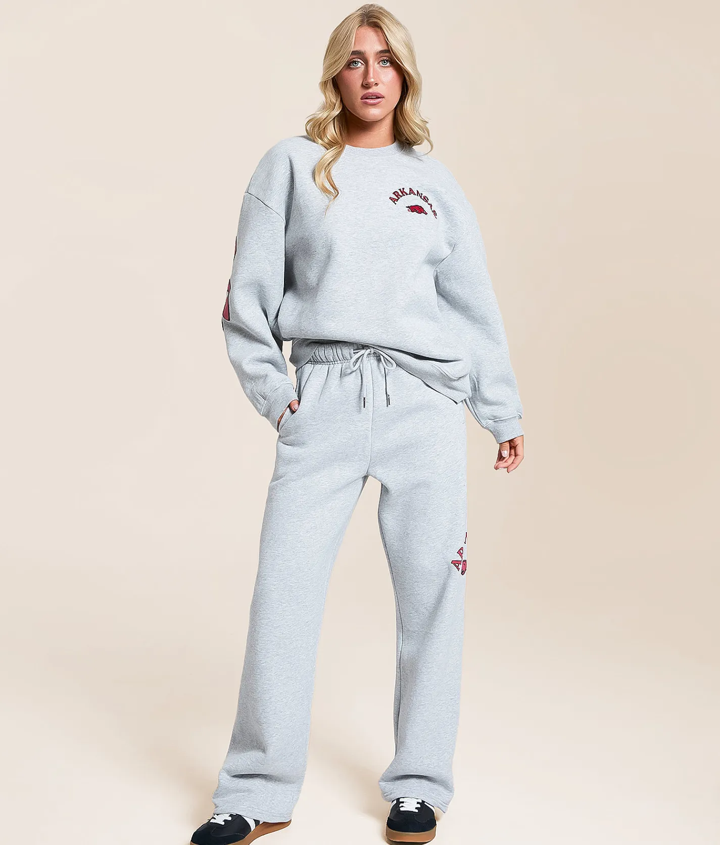 HYPE AND VICE Arkansas Razorbacks Oversized Pullover Heather Grey Discount