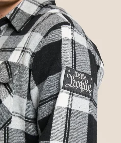 Howitzer Ashes Hooded Flannel Shirt Black Grey White New