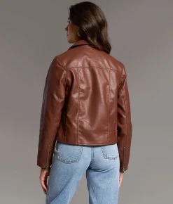 BKE Asymmetrical Faux Leather Moto Jacket Andora