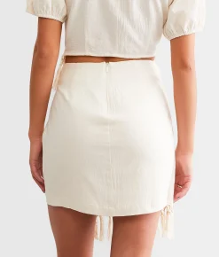 Bottoms | Willow & Root Asymmetrical Fringe Mini Skirt Cream