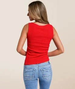 Tops | Willow & Root Asymmetrical Ribbed Tank Top Red