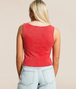 Gilded Intent Asymmetrical Tank Top Chinese Red Hot