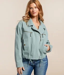 Tops|Coats & Jackets | Stoosh Asymmetrical Zip Jacket Chinois Green