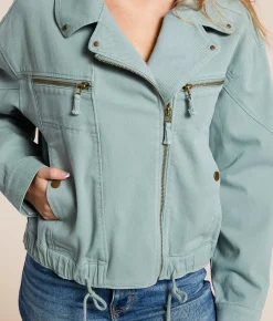 Tops|Coats & Jackets | Stoosh Asymmetrical Zip Jacket Chinois Green