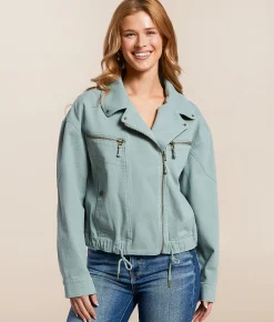Tops|Coats & Jackets | Stoosh Asymmetrical Zip Jacket Chinois Green
