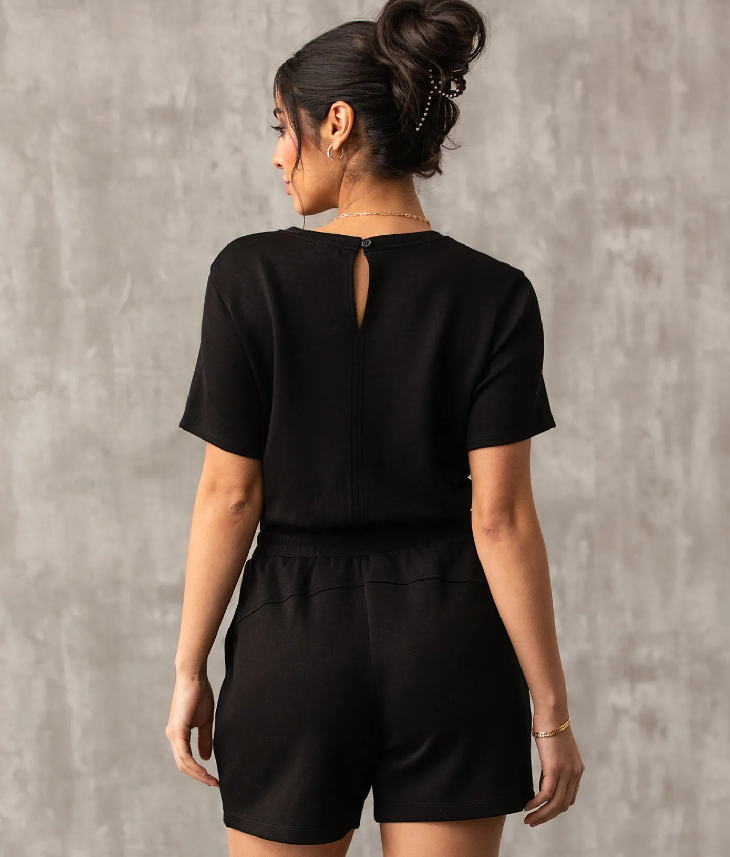Buckle Black Athleisure Romper Black Online