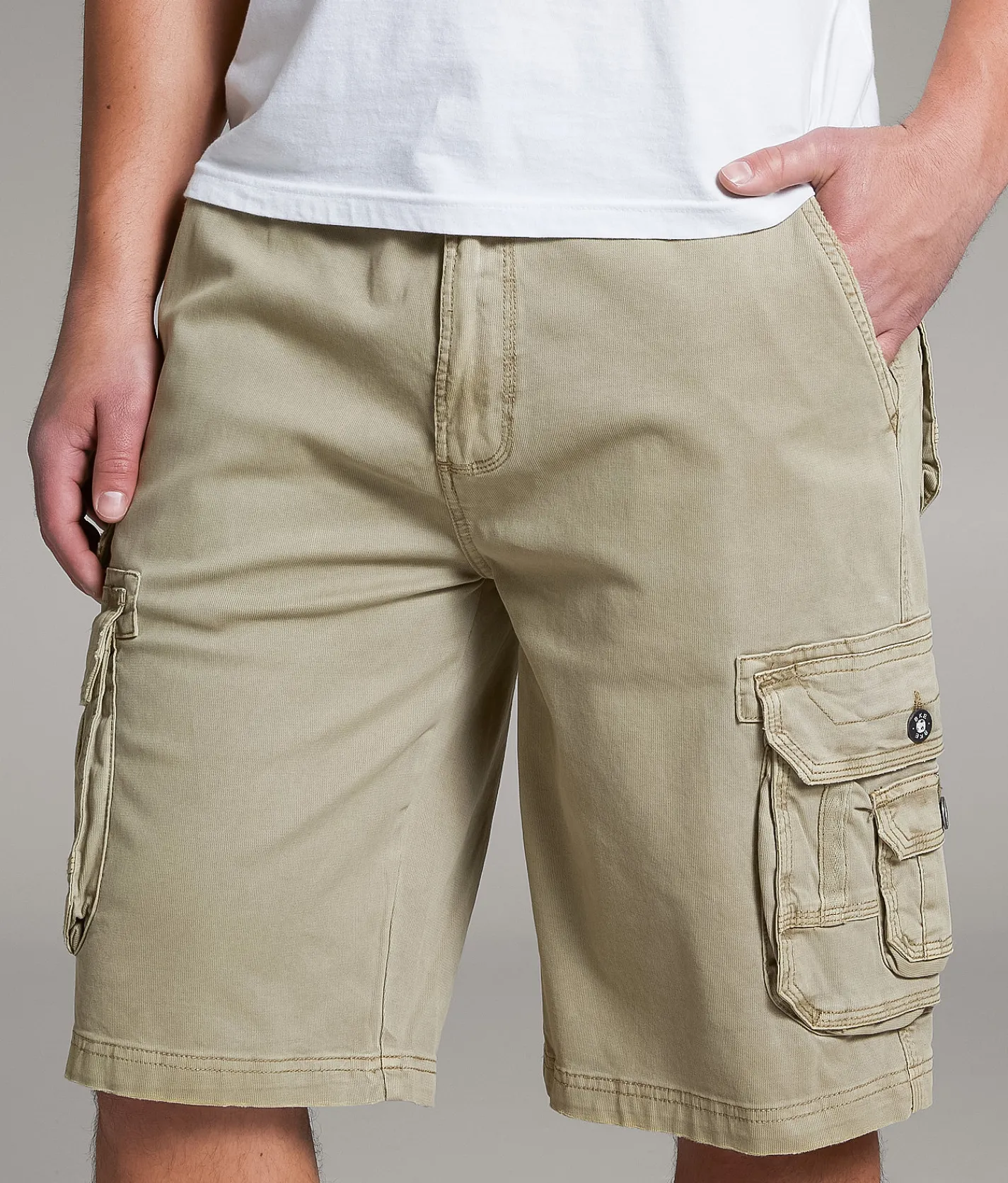 BKE Athletic Cargo Stretch Short Chinchilla Discount