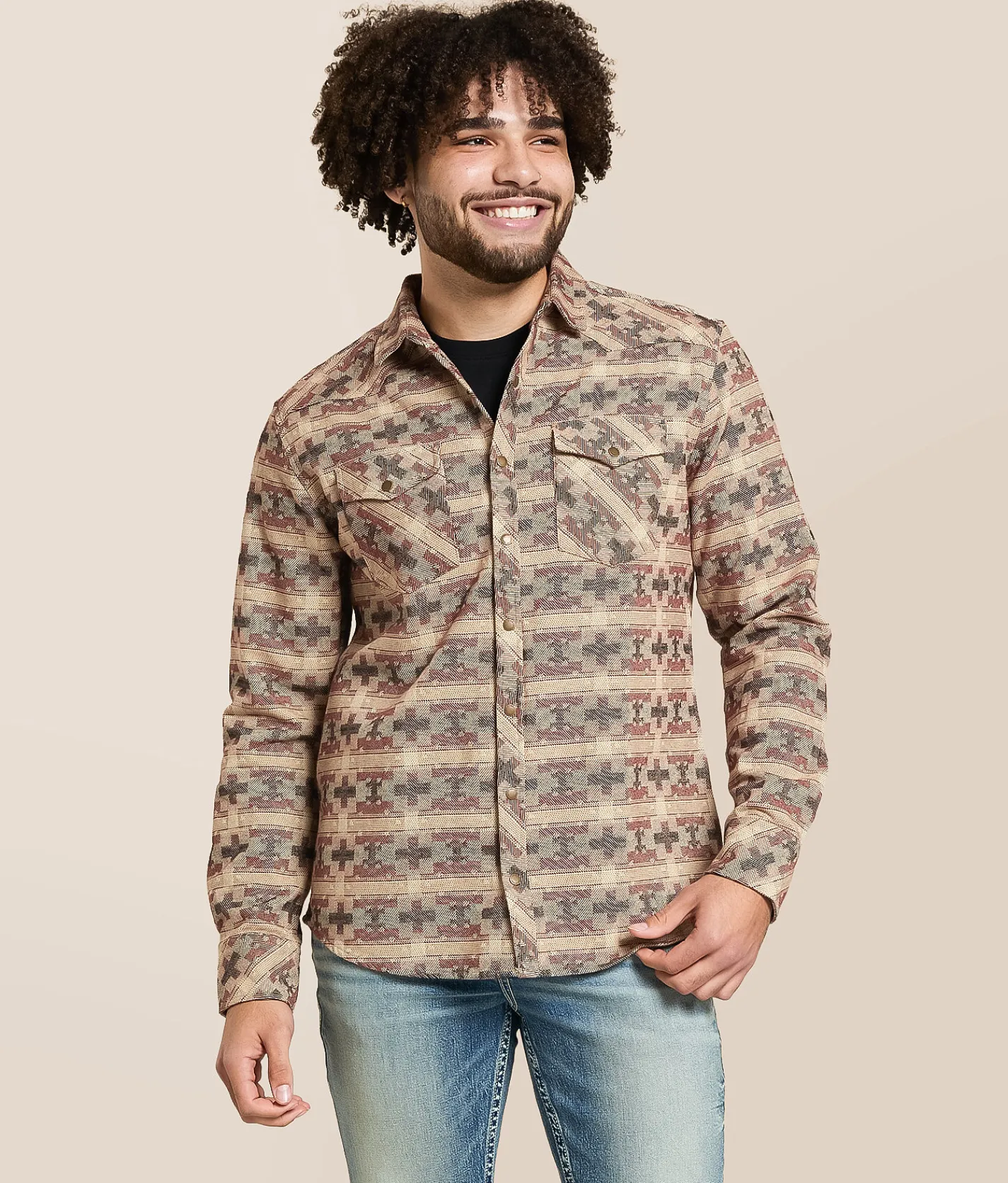 Tops | Gentry County Athletic Flannel Shirt Tan Red