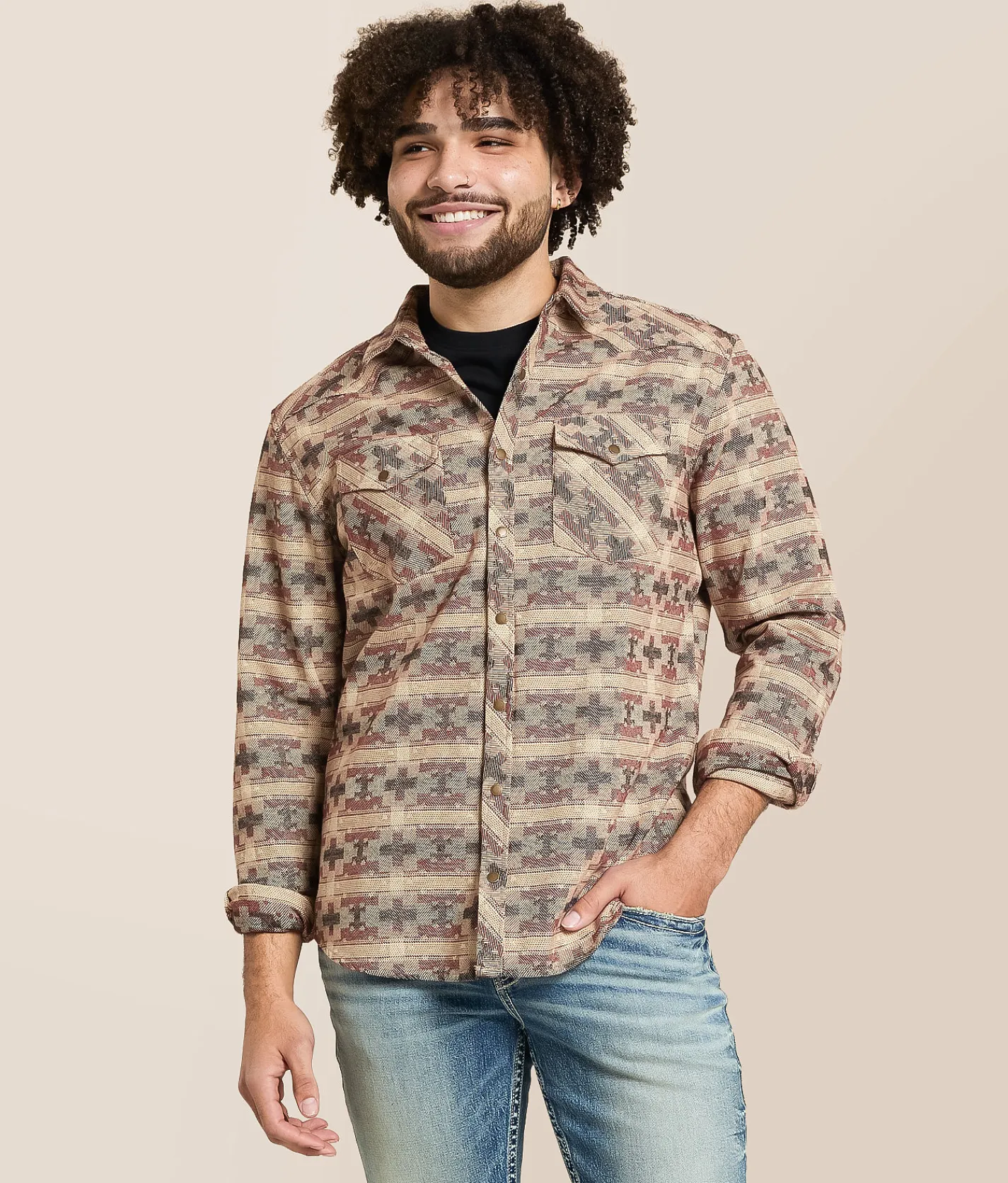Tops | Gentry County Athletic Flannel Shirt Tan Red