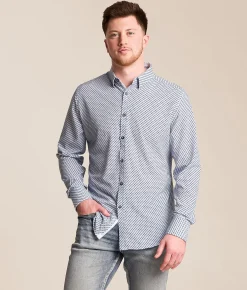 J.B. Holt Athletic Performance Stretch Shirt White Light Blue Outlet